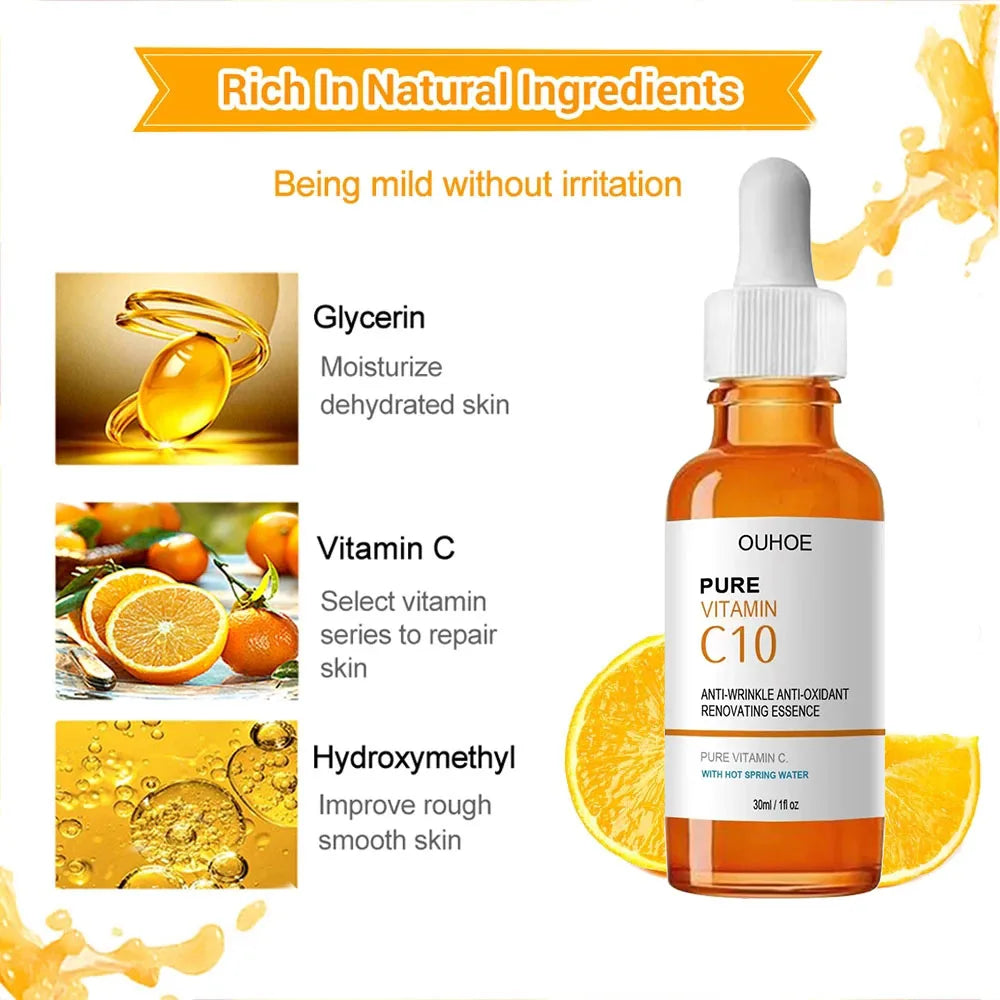 Sérum Facial de Vitamina C | Remover Rugas e Firmar a Pele | Anti-Envelhecimento e Clareador de Pele