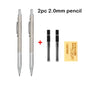 Conjunto de Lápis Mecânico 0.3, 0.5, 0.7, 0.9, 1.3, 2.0mm - Lápis Automático de Metal Completo para Desenho e Pintura com Refis para Escritório e Escola