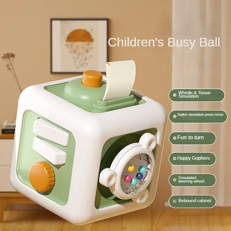 6 em 1 Brinquedo Educativo Montessori - Quadro Sensorial para Bebê, Caixa com Gaveta, Fidget e Habilidades de Prática para Meninas e Meninos