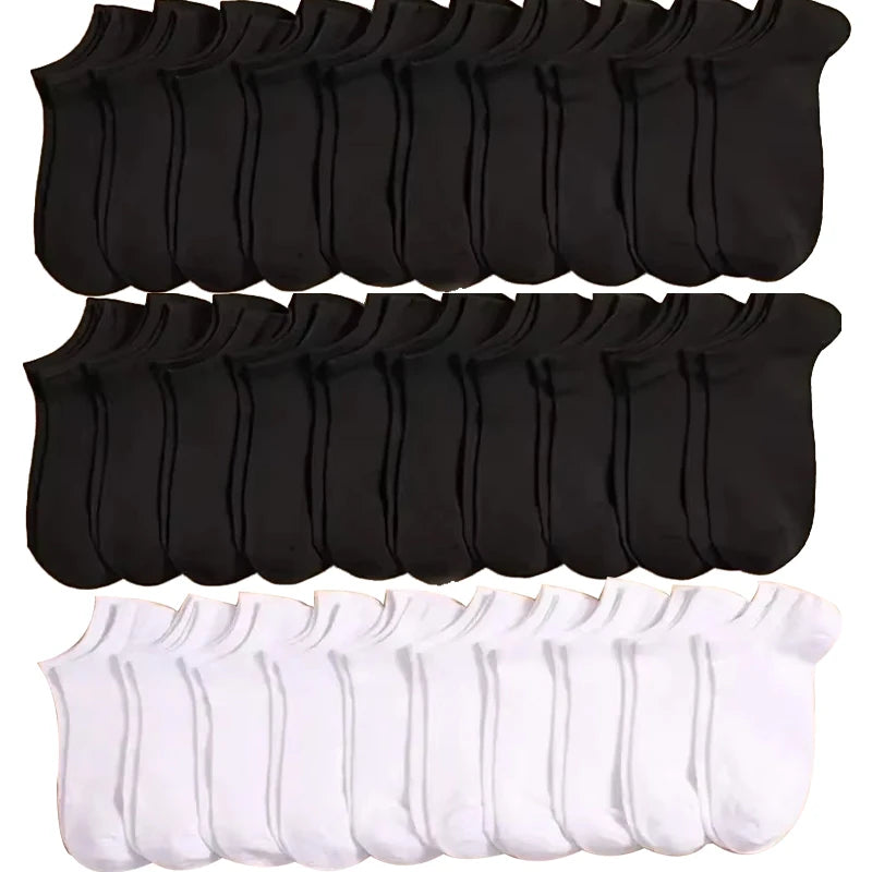 Pares de Meias Casuais Unissex, Cor Lisa, Meias Curtas Respirável, Confortáveis, Antiodor e Absorventes de Suor para Homens e Mulheres