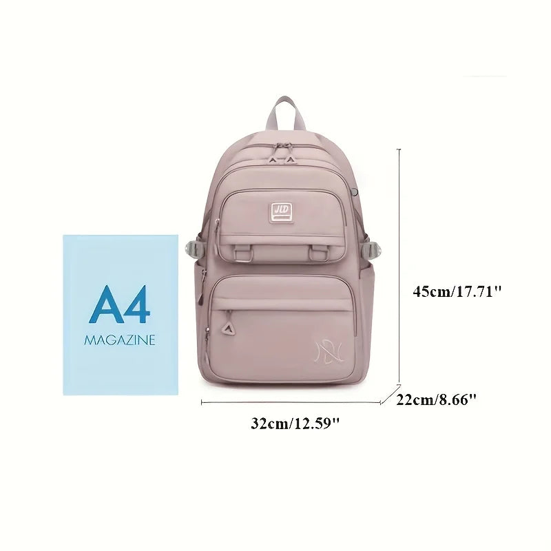 Mochila de Grande Capacidade para Estudantes - Mochila Casual Impermeável de Nylon, Bolsa de Ombro Dupla para Viagem e Faculdade