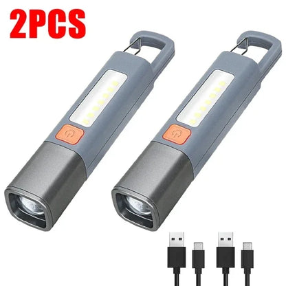 Nova Lanterna Portátil LED Xiaomi USB Recarregável com Gancho, Zoom, Lâmpada de Longo Alcance para Acampamento e Caminhadas, Lanterna de Emergência