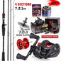 Conjunto de Vara e Carretilha de Pesca Sougayilang 1,8~2,1m Vara de Carbono para Arremesso e Carretilha de Baitcasting com Relação de Engrenagem 7,2:1 e Capacidade de Arraste Máximo de 10kg para Bass