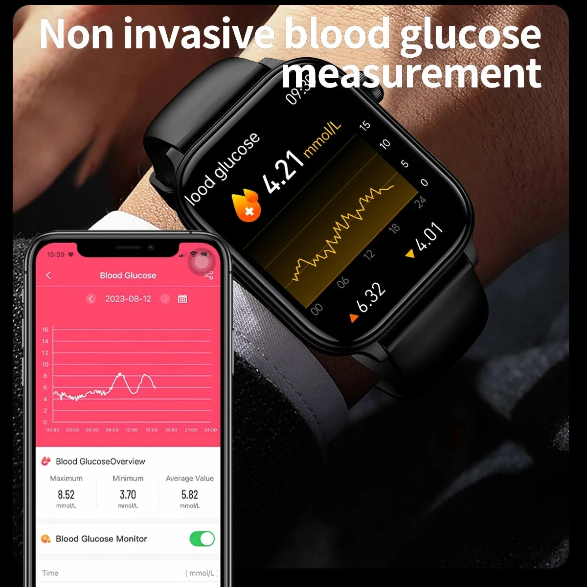Novo Smartwatch para Homens com Diagnóstico Médico AI - Monitoramento de Lipídios no Sangue, Ácido Úrico, Glicose no Sangue, ECG+PPG, Chamadas Bluetooth, e Funções de Saúde