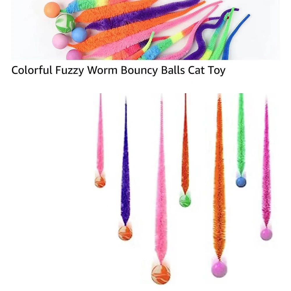 Brinquedo Interativo para Gato - Bola Colorida Saltitante de Tecido com Tema de Lagarta