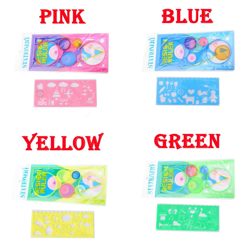 Conjunto de Estênceis de Desenho Geométrico Spirograph - Template de Pintura para Artesanato Criativo e Educacional para Crianças
