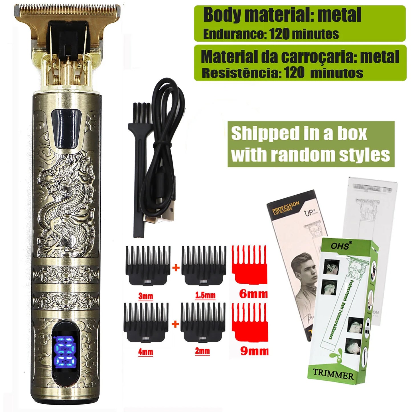 T9 Máquina de Barbear Elétrica Sem Fio para Cabelos, Barbeador, Aparelho de Barbear para Viagem, Barbeador para Homens, Máquina de Barbear para Homens.