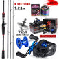Conjunto de Vara e Carretilha de Pesca Sougayilang 1,8~2,1m Vara de Carbono para Arremesso e Carretilha de Baitcasting com Relação de Engrenagem 7,2:1 e Capacidade de Arraste Máximo de 10kg para Bass