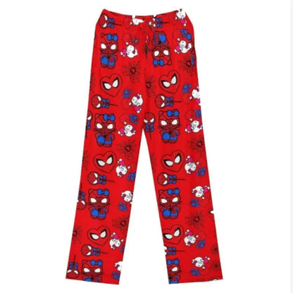 Calças de Pijama Hello Kitty Spider-Man - Algodão, Soltas, Femininas e Masculinas