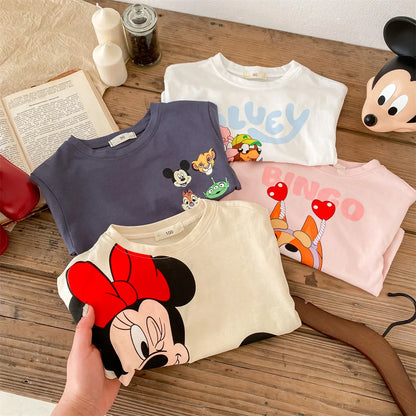 Camiseta Disney Infantil de Manga Longa - Estampa Cartoon para Meninas