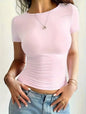 Camiseta Feminina Básica, Decote Redondo, Manga Curta e Cropped - Tendência Y2K 2024