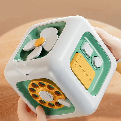 6 em 1 Brinquedo Educativo Montessori - Quadro Sensorial para Bebê, Caixa com Gaveta, Fidget e Habilidades de Prática para Meninas e Meninos