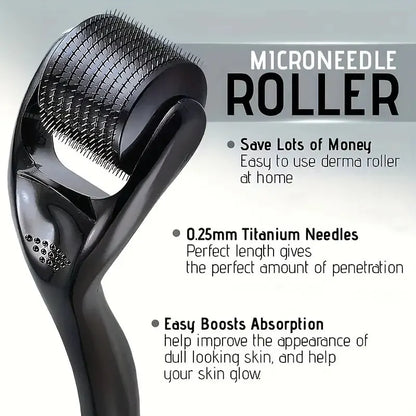 Microneedle Derma Roller com Agulhas de Titânio - Ferramenta Incrível para Microneedling Facial e Capilar para Mulheres e Homens