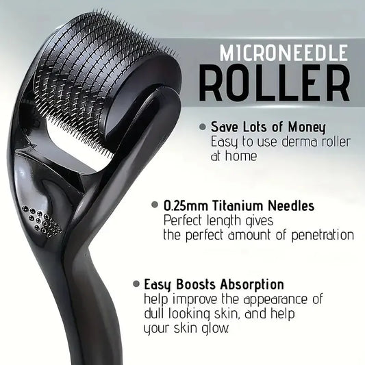 Microneedle Derma Roller com Agulhas de Titânio - Ferramenta Incrível para Microneedling Facial e Capilar para Mulheres e Homens