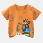 Camiseta Infantil para Meninos e Meninas - Roupas de Verão com Estampa de Desenho Animado, Manga Curta, 100% Algodão