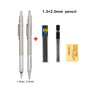 Conjunto de Lápis Mecânico 0.3, 0.5, 0.7, 0.9, 1.3, 2.0mm - Lápis Automático de Metal Completo para Desenho e Pintura com Refis para Escritório e Escola