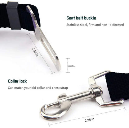 Cinto de Segurança Ajustável para Carro - Cinto de Assento para Pet, Cadeado de Segurança para Cães e Gatos, Arnês e Guia de Tração para Veículos
