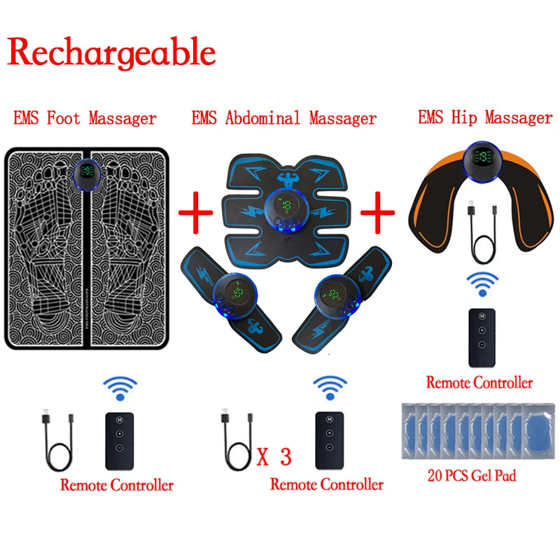 Estimulador Muscular Inteligente USB Recarregável EMS Elétrico Adesivo Abdominal Treinamento Braço Pescoço Massageador Corporal Fitness Emagrecedor
