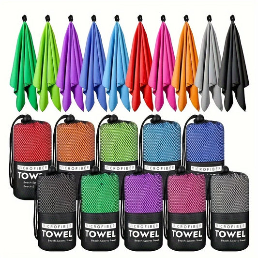 Toalha de Viagem Microfibra, Secagem Rápida, Compacta e Super Absorvente - Ideal para Praia, Academia, Piscina, Banho e Yoga