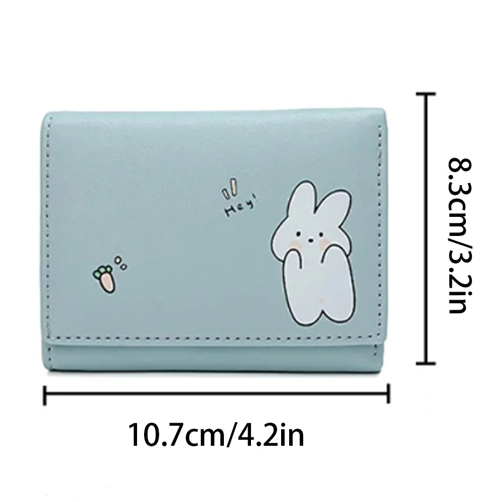 Women Short Cute Small Wallets Student Triple Fold Card Holder Girl ID Bag Card Holder Coin Purse Ladies Wallets Cartoon Bags