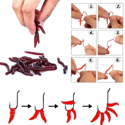 Sougayilang 50-200pcs Iscas de Pesca Macias Simulação de Minhoca 4cm 0.3g Iscas Artificiais Realistas com Cheiro de Peixe Iscas para Bass Equipamento de Pesca