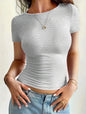Camiseta Feminina Básica, Decote Redondo, Manga Curta e Cropped - Tendência Y2K 2024