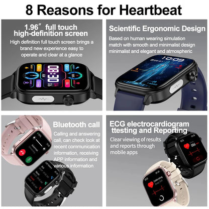 Novo Smartwatch para Homens com Diagnóstico Médico AI - Monitoramento de Lipídios no Sangue, Ácido Úrico, Glicose no Sangue, ECG+PPG, Chamadas Bluetooth, e Funções de Saúde