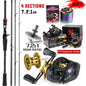 Conjunto de Vara e Carretilha de Pesca Sougayilang 1,8~2,1m Vara de Carbono para Arremesso e Carretilha de Baitcasting com Relação de Engrenagem 7,2:1 e Capacidade de Arraste Máximo de 10kg para Bass