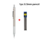 Conjunto de Lápis Mecânico 0.3, 0.5, 0.7, 0.9, 1.3, 2.0mm - Lápis Automático de Metal Completo para Desenho e Pintura com Refis para Escritório e Escola