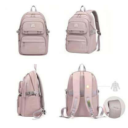 Mochila de Grande Capacidade para Estudantes - Mochila Casual Impermeável de Nylon, Bolsa de Ombro Dupla para Viagem e Faculdade