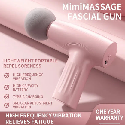 Mini Massageador Muscular Pink - Pistola de Massagem Portátil para Terapia de Tecidos Profundos