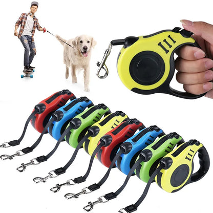 Guia Retrátil para Cães de 3 Metros e 5 Metros, Cinto de Tração Automático e Flexível para Cães Pequenos, Médios e Grandes