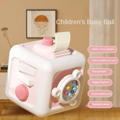 6 em 1 Brinquedo Educativo Montessori - Quadro Sensorial para Bebê, Caixa com Gaveta, Fidget e Habilidades de Prática para Meninas e Meninos
