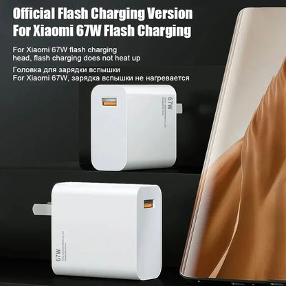 Carregador Rápido USB 67W para Xiaomi 14, 13, 12, 11, 10 Ultra, Redmi Note 12T, 13 Pro Turbo – Cabo de Carregamento Tipo C