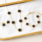 Conjunto de Joias Femininas 18k Banho de Ouro - Colar, Brincos e Pulseira com Flor de Cinco Pétalas para Festa e Uso Diário