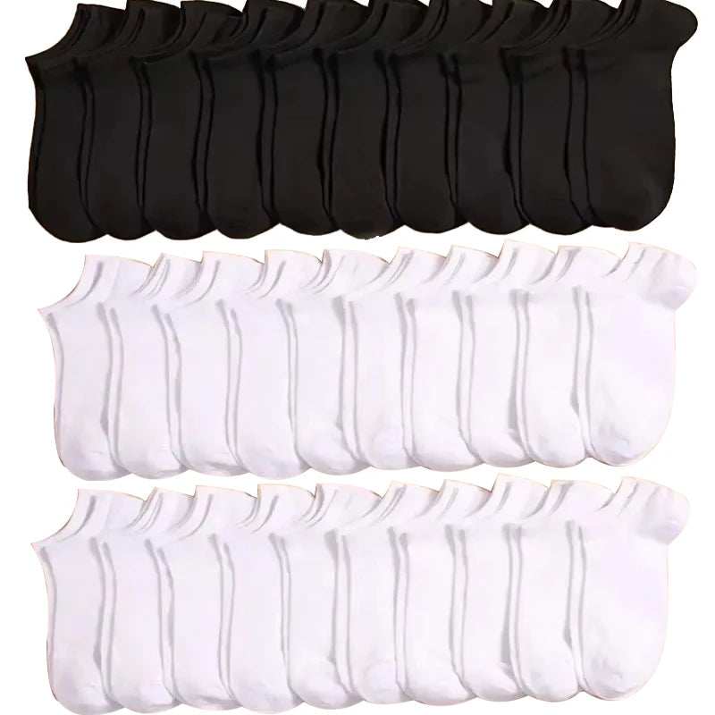 Pares de Meias Casuais Unissex, Cor Lisa, Meias Curtas Respirável, Confortáveis, Antiodor e Absorventes de Suor para Homens e Mulheres