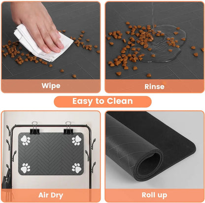 Tapete de Alimentação para Pet - Tapete Absorvente para Tigelas de Comida e Água, com Fundo de Borracha Impermeável, Tapete de Secagem Rápida para Cães e Gatos
