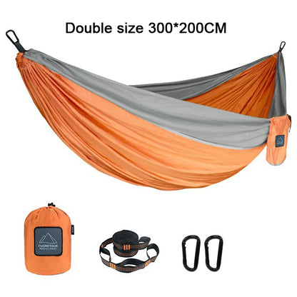 Rede de Camping Portátil em Tecido de Pára-quedas de Nylon - Tamanho Único e Duplo para Atividades ao Ar Livre, Caminhadas e Jardim
