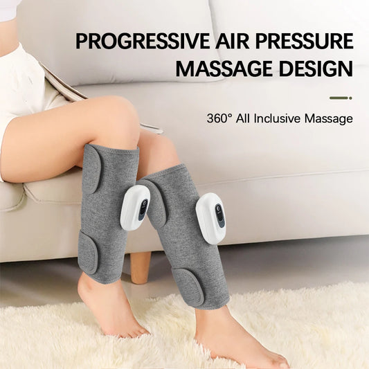 Massageador Elétrico 360° de Pressão de Ar para Panturrilhas, Massagem Sem Fio para Pernas, 3 Modos de Compressão com Bolsa de Ar, Relaxamento dos Músculos das Pernas e Pés, Circulação Sanguínea.