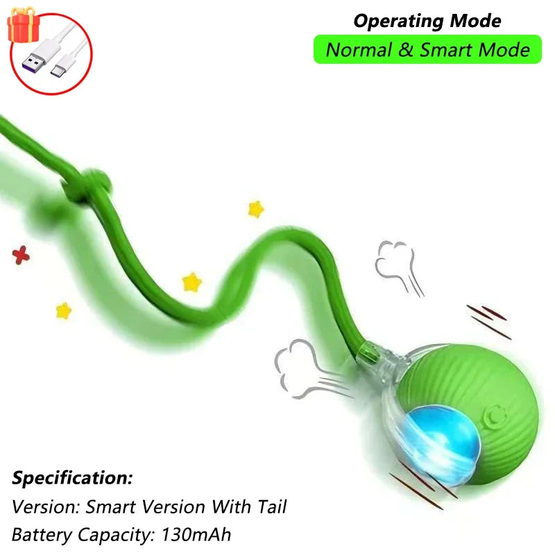 Brinquedo Interativo para Gatos - Bola Automática com Cauda, Recarga USB, Brinquedo Inteligente para Estímulo e Diversão do Pet