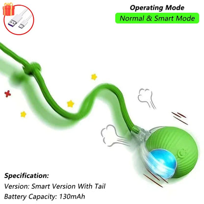 Brinquedo Interativo para Gatos - Bola Automática com Cauda, Recarga USB, Brinquedo Inteligente para Estímulo e Diversão do Pet