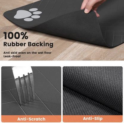 Tapete de Alimentação para Pet - Tapete Absorvente para Tigelas de Comida e Água, com Fundo de Borracha Impermeável, Tapete de Secagem Rápida para Cães e Gatos