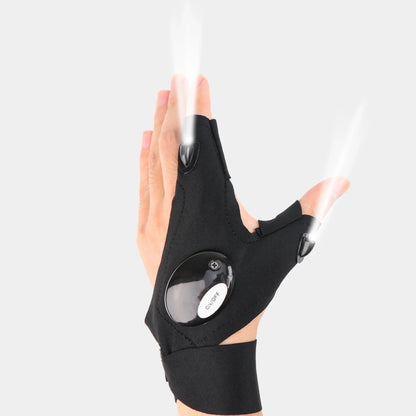 Luva LED de Dedo Cortado para Homens e Mulheres - Luva Impermeável para Pesca Noturna, Ciclismo, Corrida e Uso ao Ar Livre