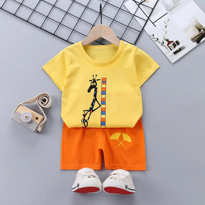 Conjunto Infantil para Filhos - Camiseta e Shorts de Algodão para Meninos e Meninas (2 Peças)