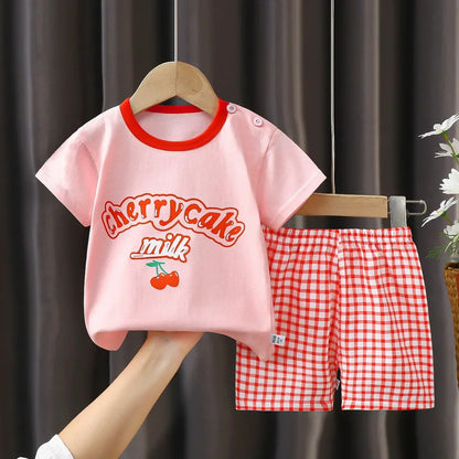 Conjunto Infantil para Filhos - Camiseta e Shorts de Algodão para Meninos e Meninas (2 Peças)