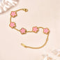 Pulseiras Femininas Lucky Clover, Flores Dupla Face, Joias de Presente, Pulseira de Aço Inoxidável, Pulseiras Banho de Ouro para Homens