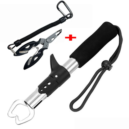 Alicate de Pesca de Aço Inoxidável 21/17cm - Conjunto de Controlador de Peixe Multifuncional para Spinning/Casting com Pegador de Lábios de Peixe