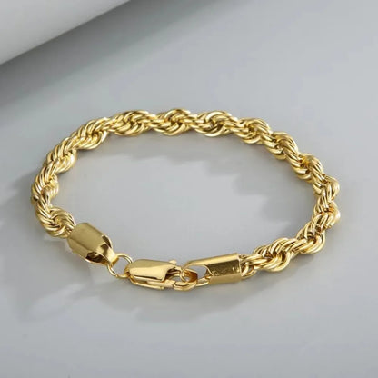 Linda pulseira de Cadeia 4MM de Ouro 18K e Prata Esterlina 925 para Homens e Mulheres, Charmosa, para Casamento e Festa - 20cm / 8 polegadas