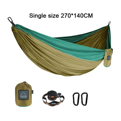 Rede de Camping Portátil em Tecido de Pára-quedas de Nylon - Tamanho Único e Duplo para Atividades ao Ar Livre, Caminhadas e Jardim