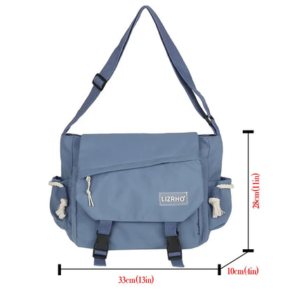 Bolsa de Ombro de Nylon para Mulheres, Grande Capacidade, Estilo Retrô, Tipo Carteiro, Bolsa Transversal